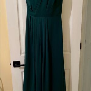 David's Bridal One Shoulder Dark Green Bridesmaid Dress